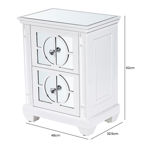 Tyler Mirrored Bedside Cabinet With 2 Drawers In Washed White_6