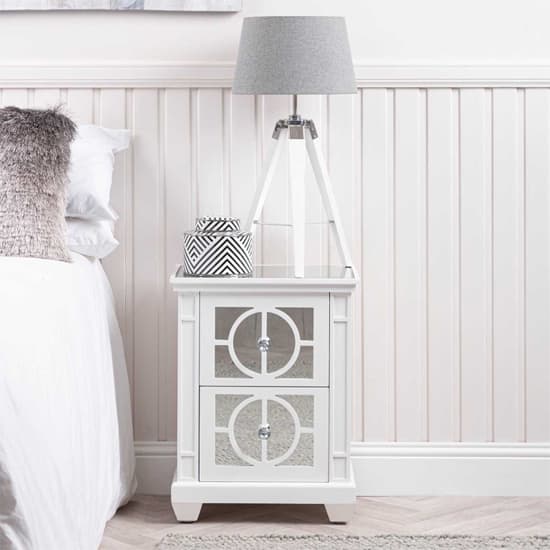 Tyler Mirrored Bedside Cabinet With 2 Drawers In Washed White_7