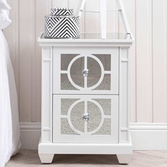 Tyler Mirrored Bedside Cabinet With 2 Drawers In Washed White_1