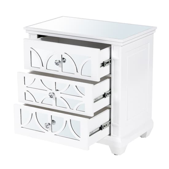Tyler Mirrored Bedside With 3 Drawers In Washed White