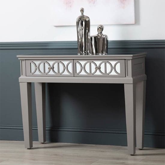 Tyler Mirrored Console Table With 2 Drawers In Grey_7
