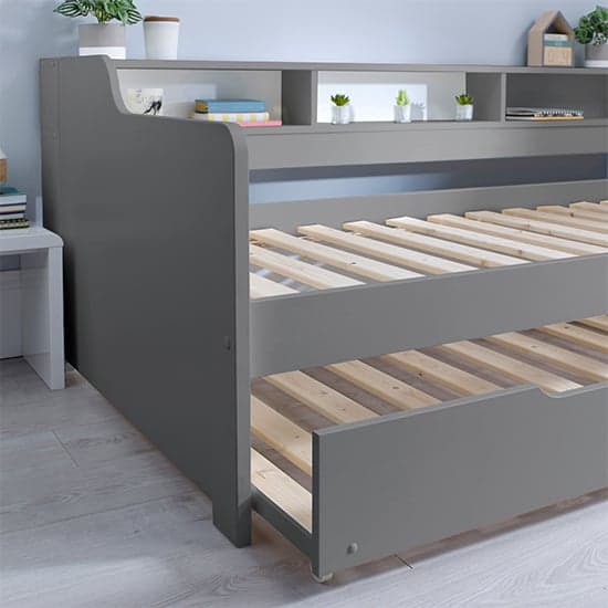 Tyler Wooden Single Guest Day Bed With Trundle In Grey_5