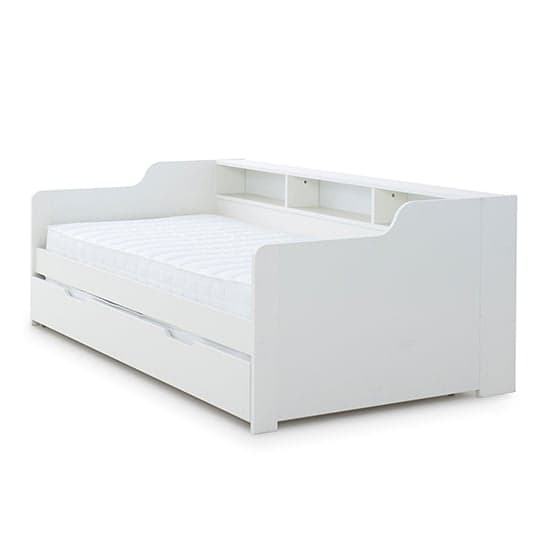 Tyler Wooden Single Guest Day Bed With Trundle In White_5