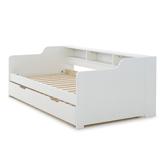 Tyler Wooden Single Guest Day Bed With Trundle In White_8