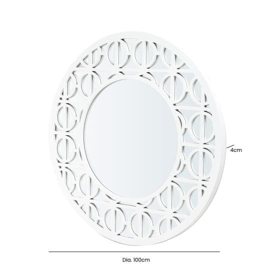 Tyler Wall Mirror Round With White Wooden Frame_3