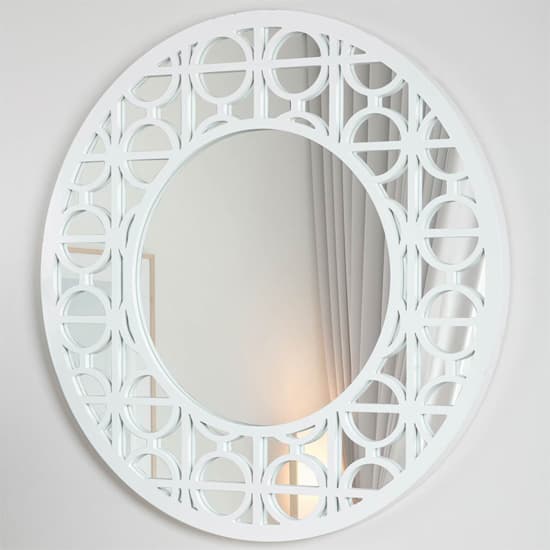Tyler Wall Mirror Round With White Wooden Frame_1