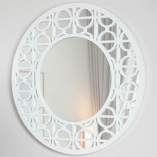 Tyler Wall Mirror Round With White Wooden Frame Furniture in Fashion