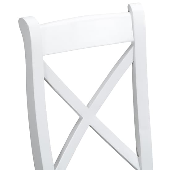 Tyler White Cross Back Dining Chairs With Fabric Seat In Pair