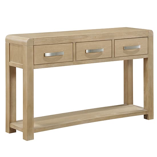 Tyler Wooden Console Table With 3 Drawers In Washed Oak_1