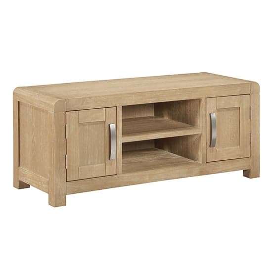 Tyler Wooden TV Stand Large With 2 Doors In Washed Oak_1