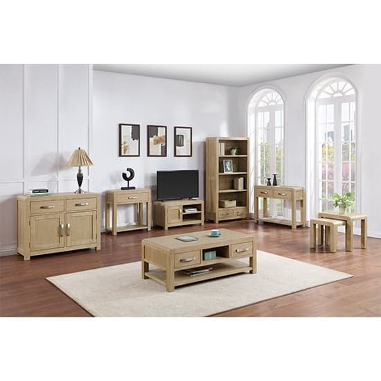 Tyler Wooden TV Stand Small With 1 Door In Washed Oak_2