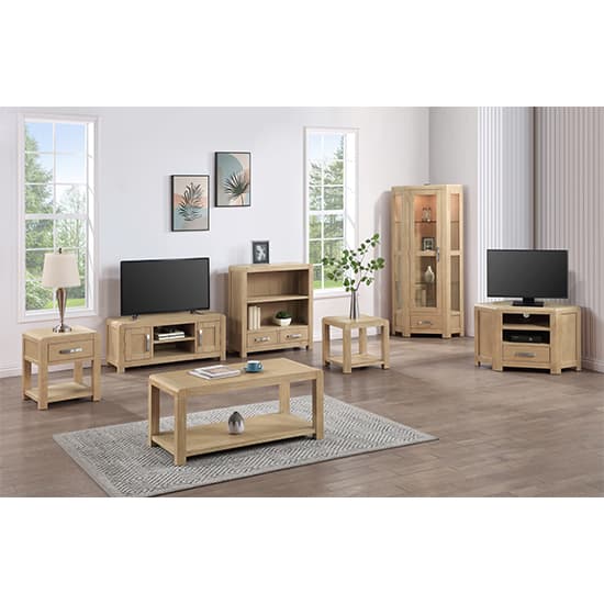 Tyler Wooden TV Stand Small With 1 Door In Washed Oak_3