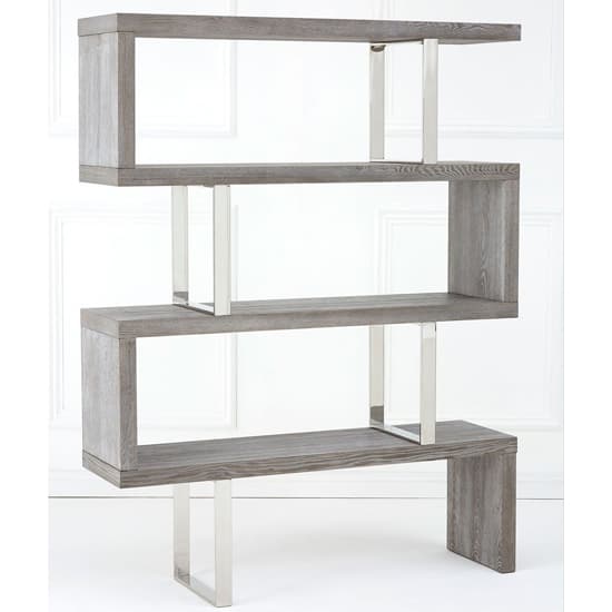 Ulmos Wooden Shelving Unit With Steel Frame In Grey_2