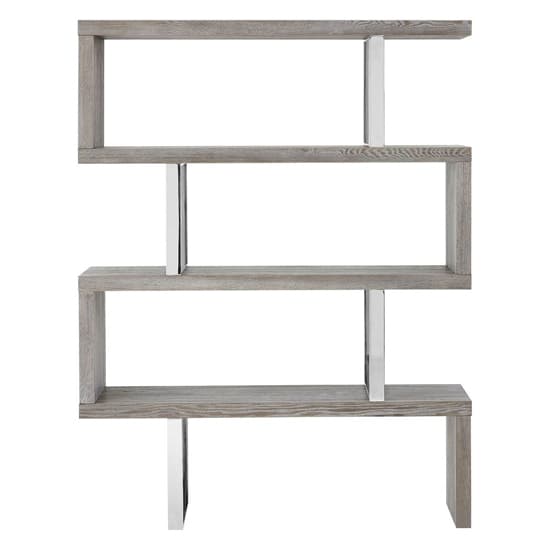 Ulmos Wooden Shelving Unit With Steel Frame In Grey_4