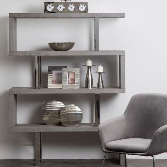 Ulmos Wooden Shelving Unit With Steel Frame In Grey_1
