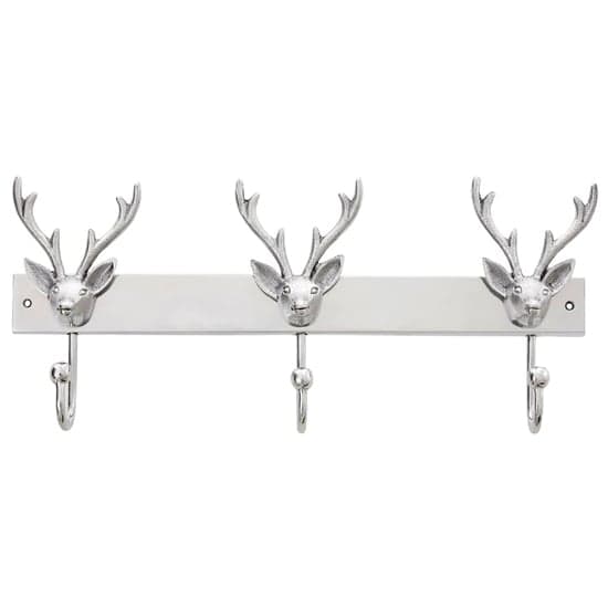 Uloka Aluminium Stag Head Coat Hanger In Silver With 3 Hooks_1