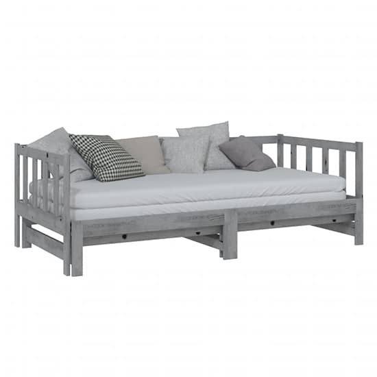Umeko Solid Pinewood Pull-Out Single Day Bed In Grey_3