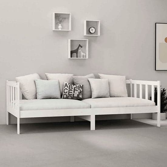 Umeko Solid Pinewood Single Day Bed In White_1