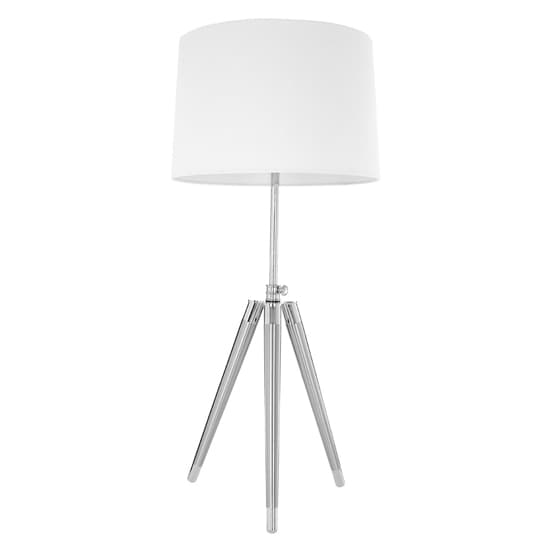 Unica Cream Fabric Shade Table Lamp With Chrome Tripod Base_2