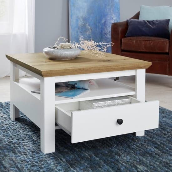 Universal Coffee Table In Artisan Oak And White With 1 Drawer_2