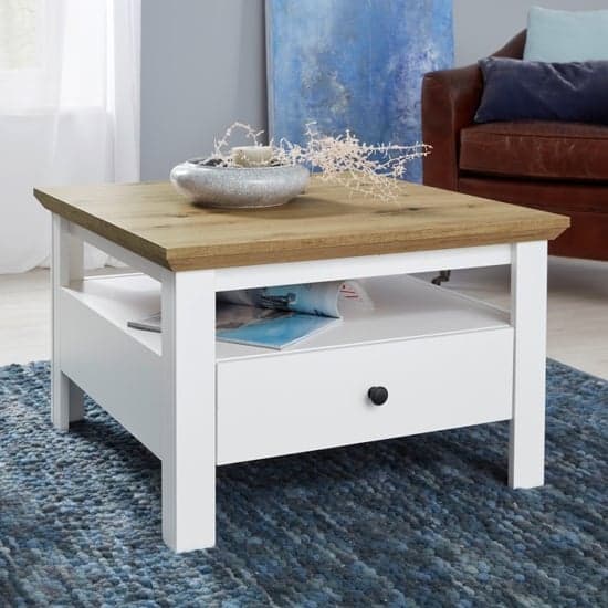Universal Coffee Table In Artisan Oak And White With 1 Drawer_1