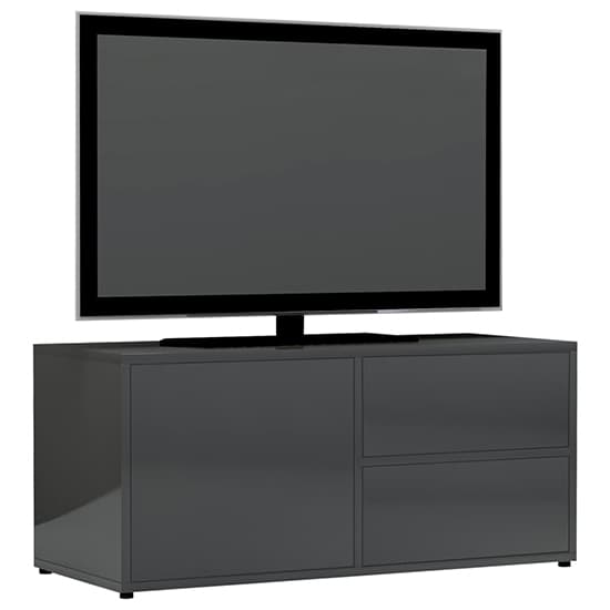 Urara High Gloss TV Stand With 1 Door 2 Drawers In Grey_3