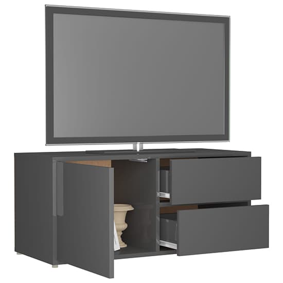 Urara High Gloss TV Stand With 1 Door 2 Drawers In Grey_4