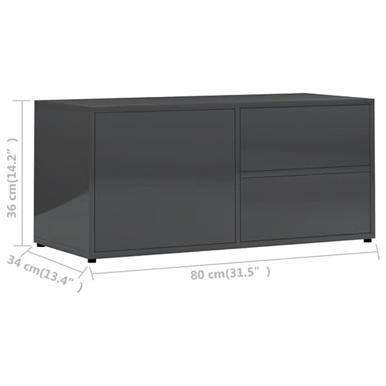 Urara High Gloss TV Stand With 1 Door 2 Drawers In Grey_7
