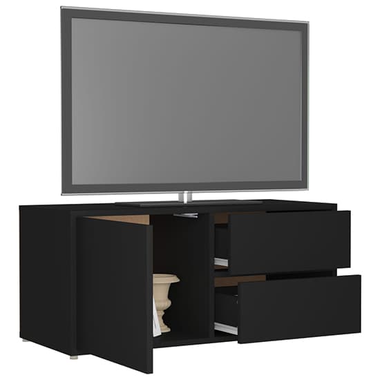 Urara Wooden TV Stand With 1 Door 2 Drawers In Black_4