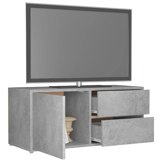 Urara Wooden TV Stand With 1 Door 2 Drawers In Concrete Effect_4