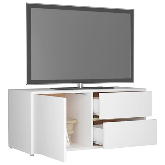 Urara Wooden TV Stand With 1 Door 2 Drawers In White_4