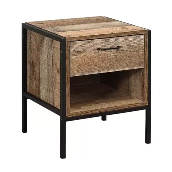 Urbana Wooden Bedside Cabinet With 1 Drawer In Rustic_3