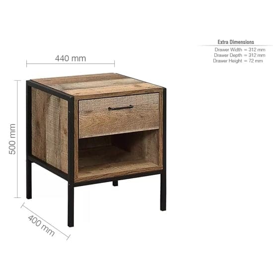 Urbana Wooden Bedside Cabinet With 1 Drawer In Rustic_5
