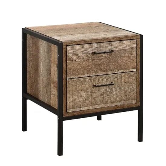 Urbana Wooden Bedside Cabinet With 2 Drawers In Rustic_3