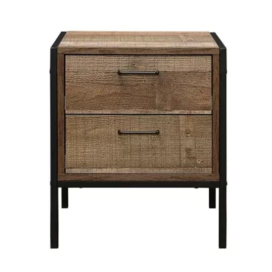 Urbana Wooden Bedside Cabinet With 2 Drawers In Rustic_4