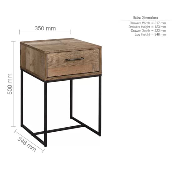 Urbana Wooden Bedside Cabinet Narrow With 1 Drawer In Rustic_5