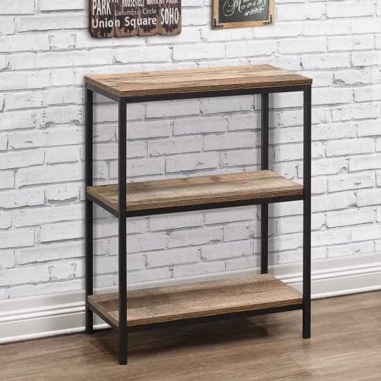 Urbana Wooden Bookcase With 3 Tiers In Rustic_1