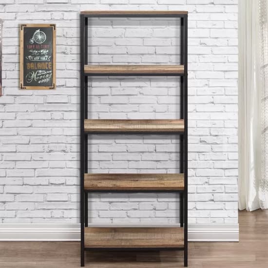 Urbana Wooden Bookcase With 5 Tiers In Rustic_2