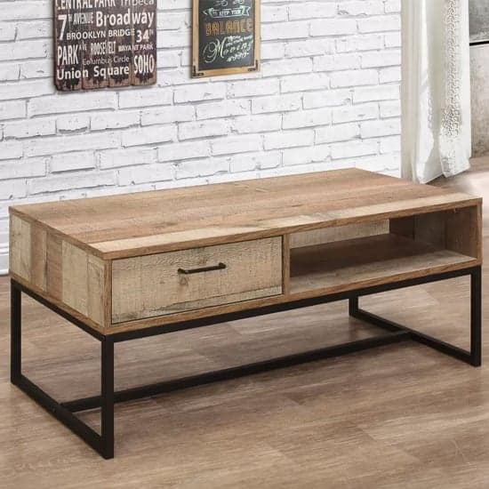Urbana Wooden Coffee Table With 1 Drawer In Rustic_2