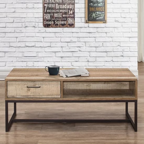 Urbana Wooden Coffee Table With 1 Drawer In Rustic_3