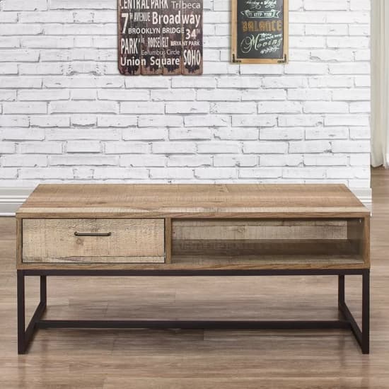 Urbana Wooden Coffee Table With 1 Drawer In Rustic_4