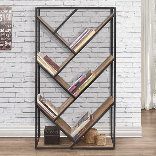 Urbana Wooden Diagonal Bookcase In Rustic_2