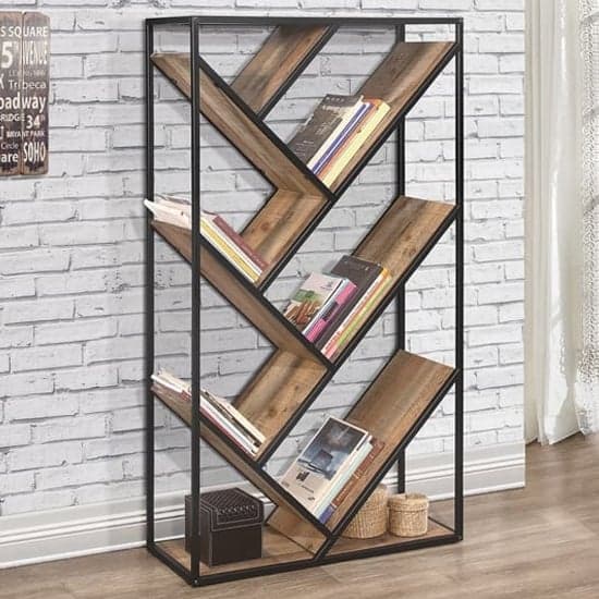 Urbana Wooden Diagonal Bookcase In Rustic_1