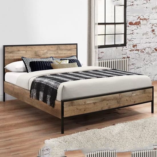 Urbana Wooden Double Bed In Rustic_1