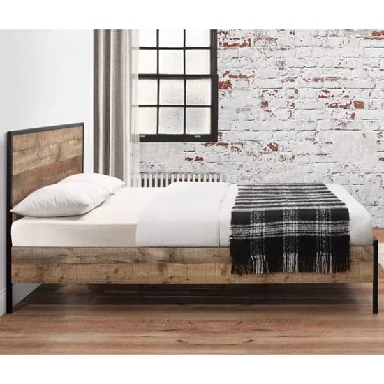 Urbana Wooden King Size Bed In Rustic_2