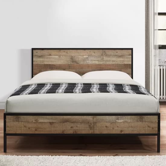 Urbana Wooden King Size Bed In Rustic_3