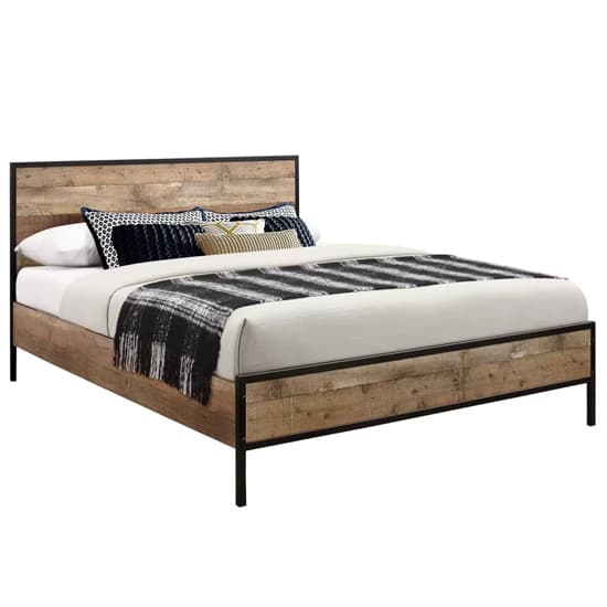 Urbana Wooden King Size Bed In Rustic_4