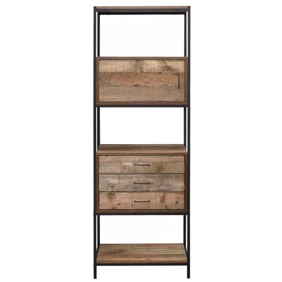 Urbana Wooden Shelving Unit With 3 Drawers In Rustic_4