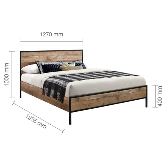 Urbana Wooden Small Double Bed In Rustic_7