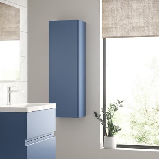 Urfa 40cm Bathroom Wall Hung Tall Unit In Satin Blue_2